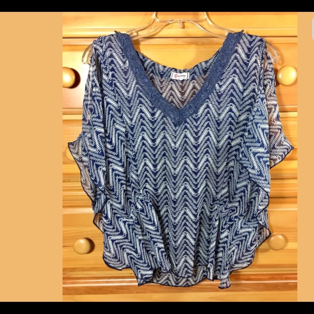 OLSENBOYE Semi-sheer Ladies Bat-wing Blouse Small